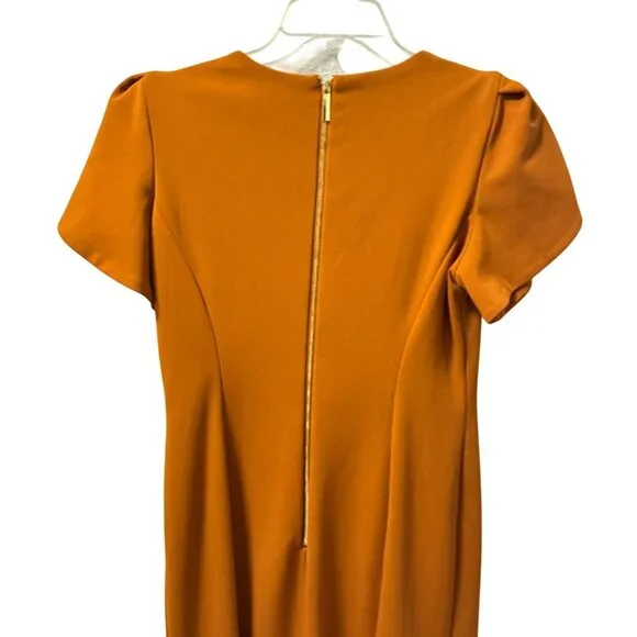 Marc New York Brown Midi Dress W/ Pleated Puff Sleeves size 8 Dress - Picture 12 of 12